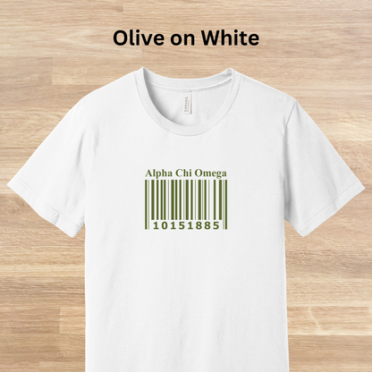 Alpha Chi Omega Barcode with Founders Date T-Shirt