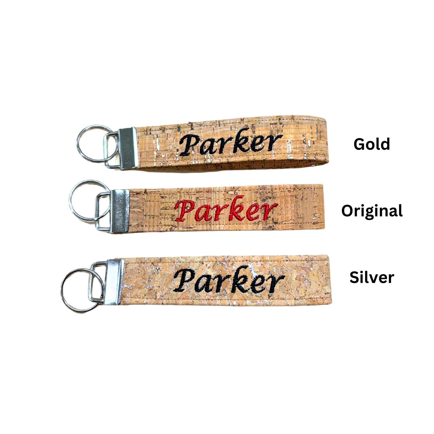 Personalized Cork Embroidered Key fob