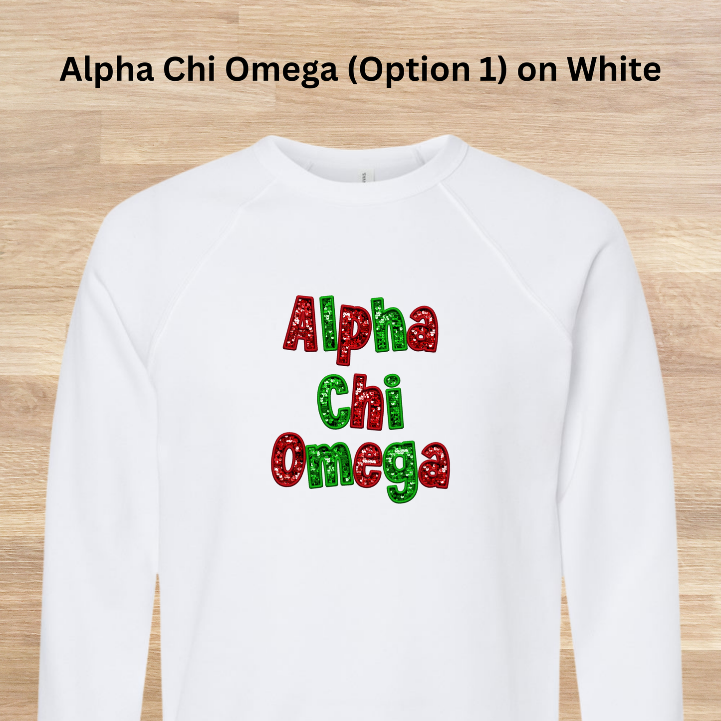 Alpha Chi Omega Faux Embroidered Sequins Sweatshirt