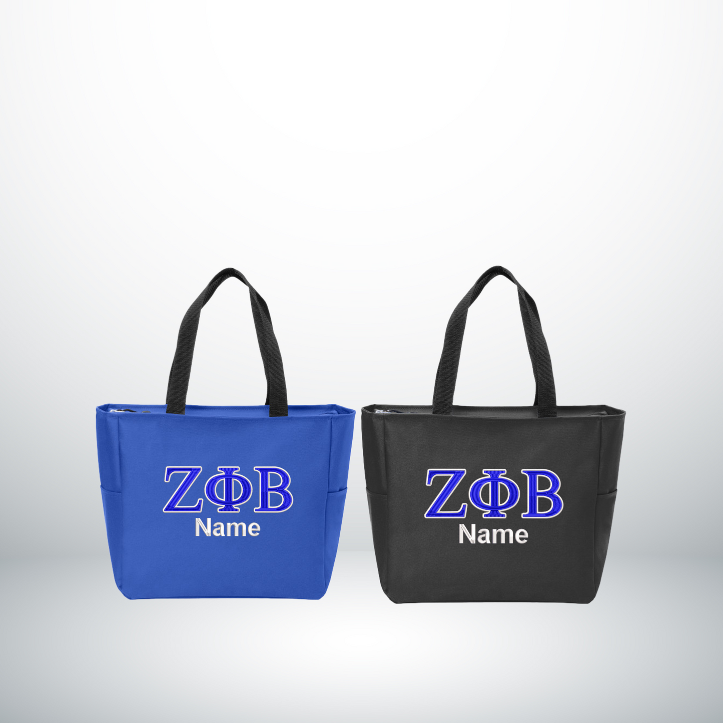 Zeta Phi Beta Personalized Embroidered Zipper Tote Bag