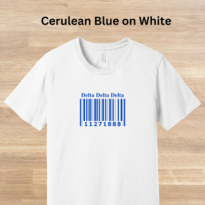 Delta Delta Delta Barcode with Founders Date T-Shirt