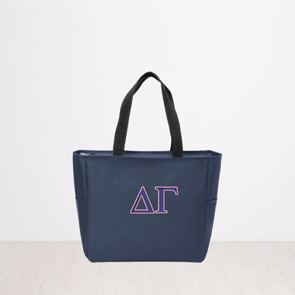 Delta Gamma Personalized Embroidered Zipper Tote Bag