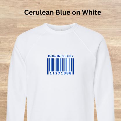 Delta Delta Delta Barcode with Founders Date Sweatshirt