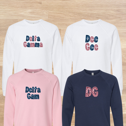 Delta Gamma Faux Embroidered Sequins Sweatshirt