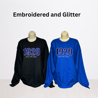 1920 Zeta Phi Beta Embroidered Glitter Sweatshirt