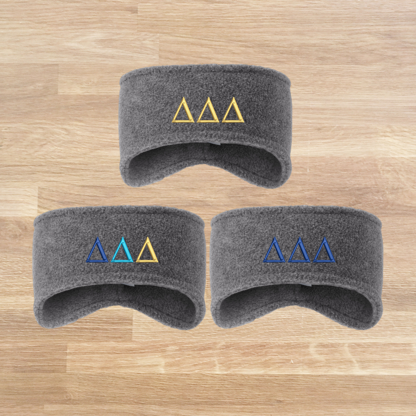 Delta Delta Delta Embroidered Fleece Headband, Tri Delta