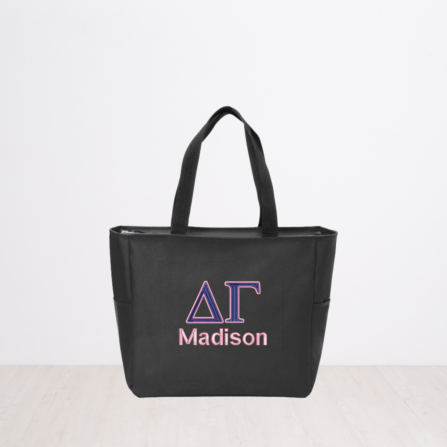 Delta Gamma Personalized Embroidered Zipper Tote Bag