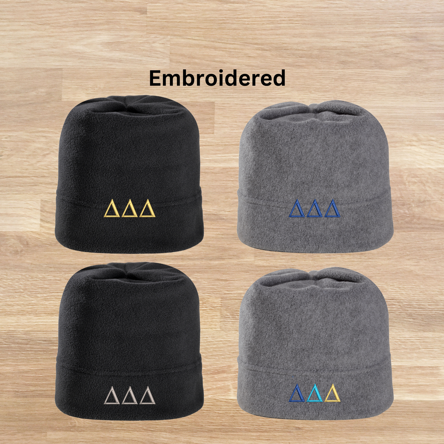 Delta Delta Delta Embroidered Fleece Hat Beanie, Tri Delta