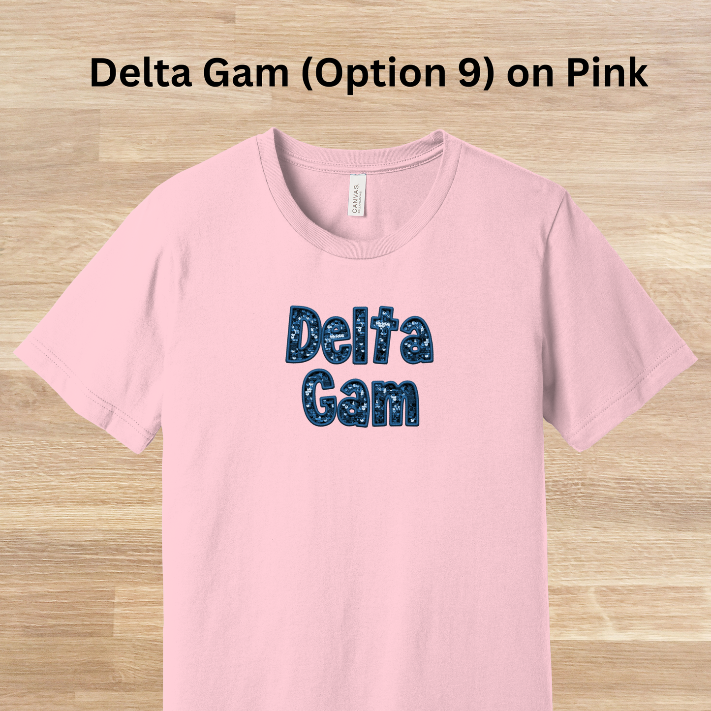 Delta Gamma Faux Embroidered Sequins T-Shirt