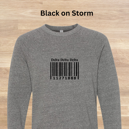 Delta Delta Delta Barcode with Founders Date Sweatshirt