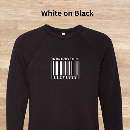 Delta Delta Delta Barcode with Founders Date Sweatshirt