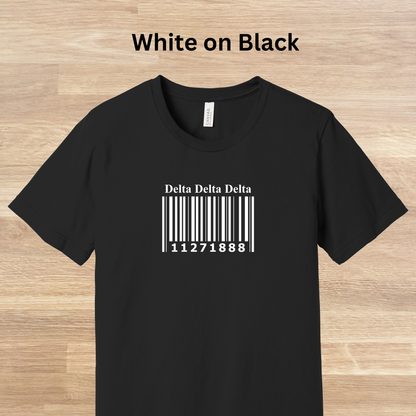 Delta Delta Delta Barcode with Founders Date T-Shirt