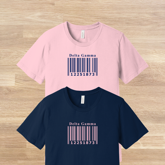 Delta Gamma Barcode with Founders Date T-Shirt