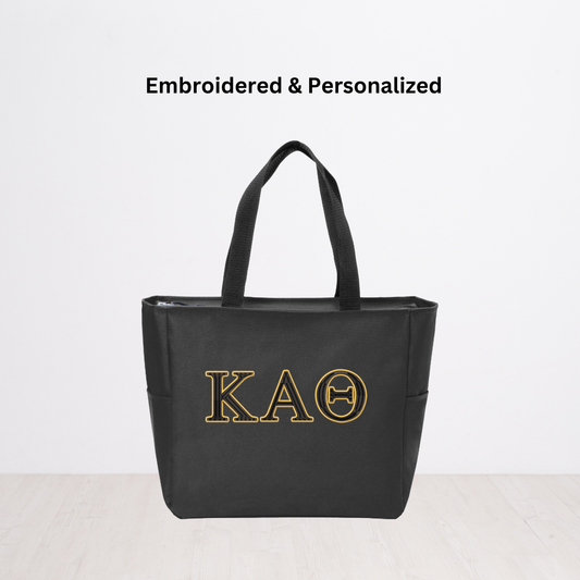 Kappa Alpha Theta Personalized Embroidered Zipper Tote Bag