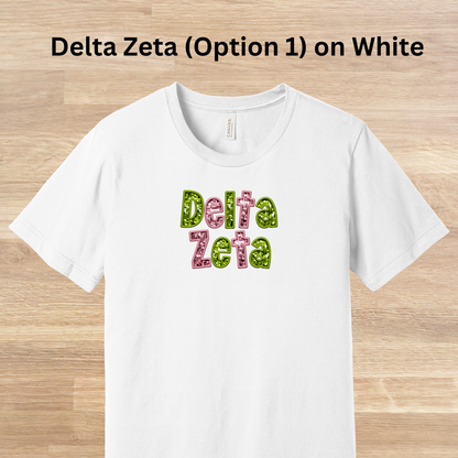 Delta Zeta Faux Embroidered Sequins T-Shirt