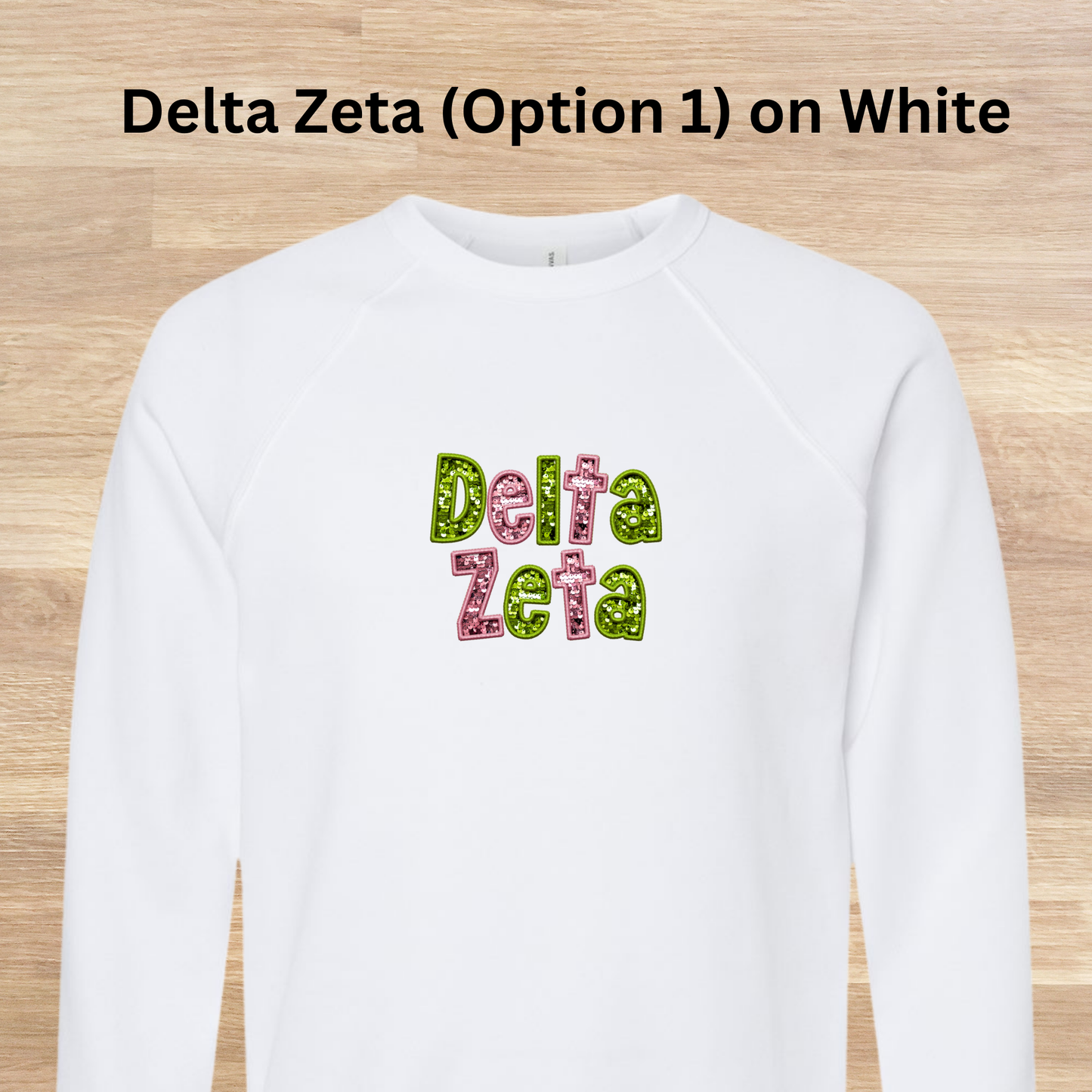 Delta Zeta Faux Embroidered Sequins Sweatshirt