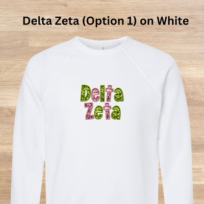 Delta Zeta Faux Embroidered Sequins Sweatshirt