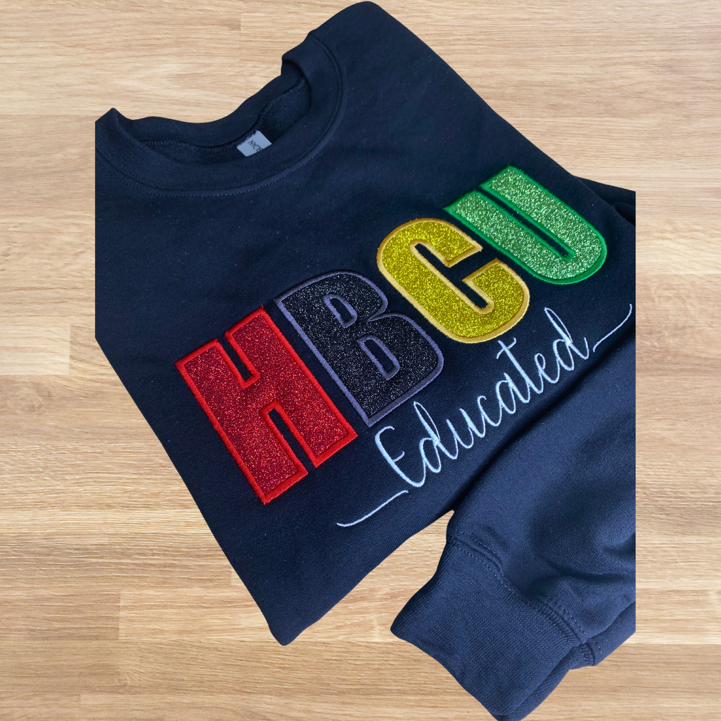 HBCU Embroidered Glitter Sweatshirt