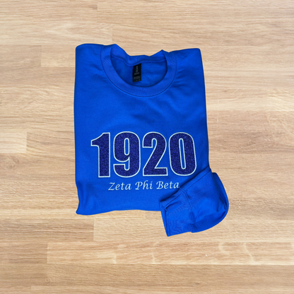 1920 Zeta Phi Beta Embroidered Glitter Sweatshirt