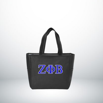 Zeta Phi Beta Personalized Embroidered Zipper Tote Bag