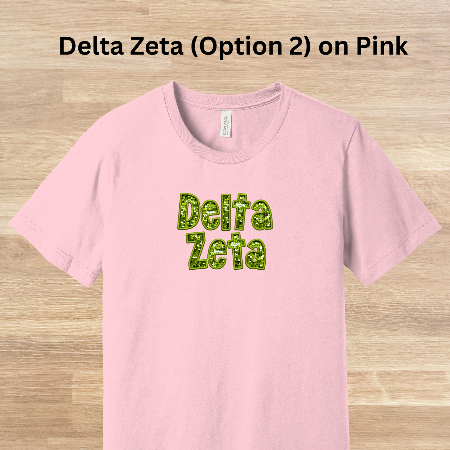 Delta Zeta Faux Embroidered Sequins T-Shirt