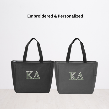 Kappa Delta Personalized Embroidered Zipper Tote Bag