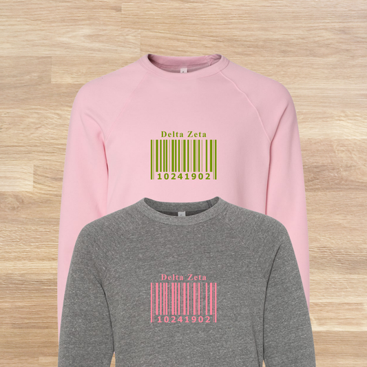 Delta Zeta Barcode with Founders Date Sweatshirt