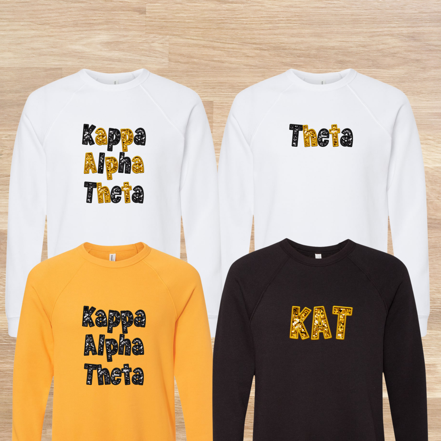 Kappa Alpha Theta Faux Embroidered Sequins Sweatshirt