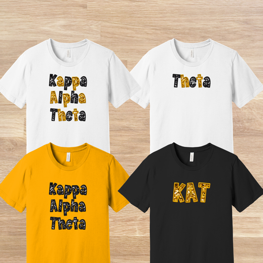 Kappa Alpha Theta Faux Embroidered Sequins T-Shirt