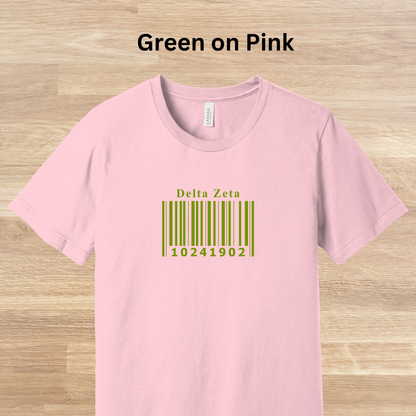 Delta Zeta Barcode with Founders Date T-Shirt