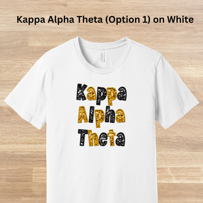 Kappa Alpha Theta Faux Embroidered Sequins T-Shirt