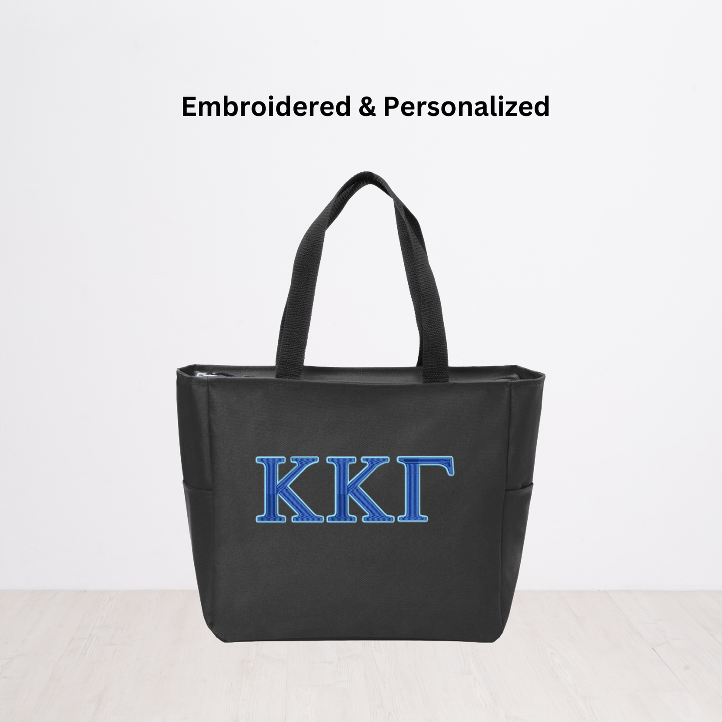 Kappa Kappa Gamma Personalized Embroidered Zipper Tote Bag