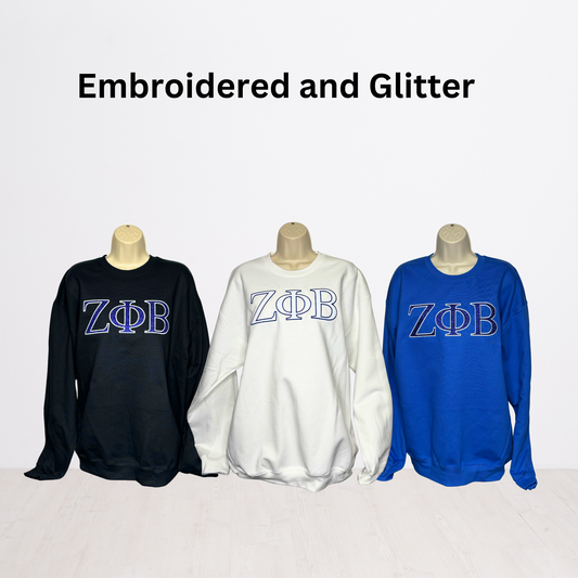 Zeta Phi Beta Embroidered Glitter Sweatshirt