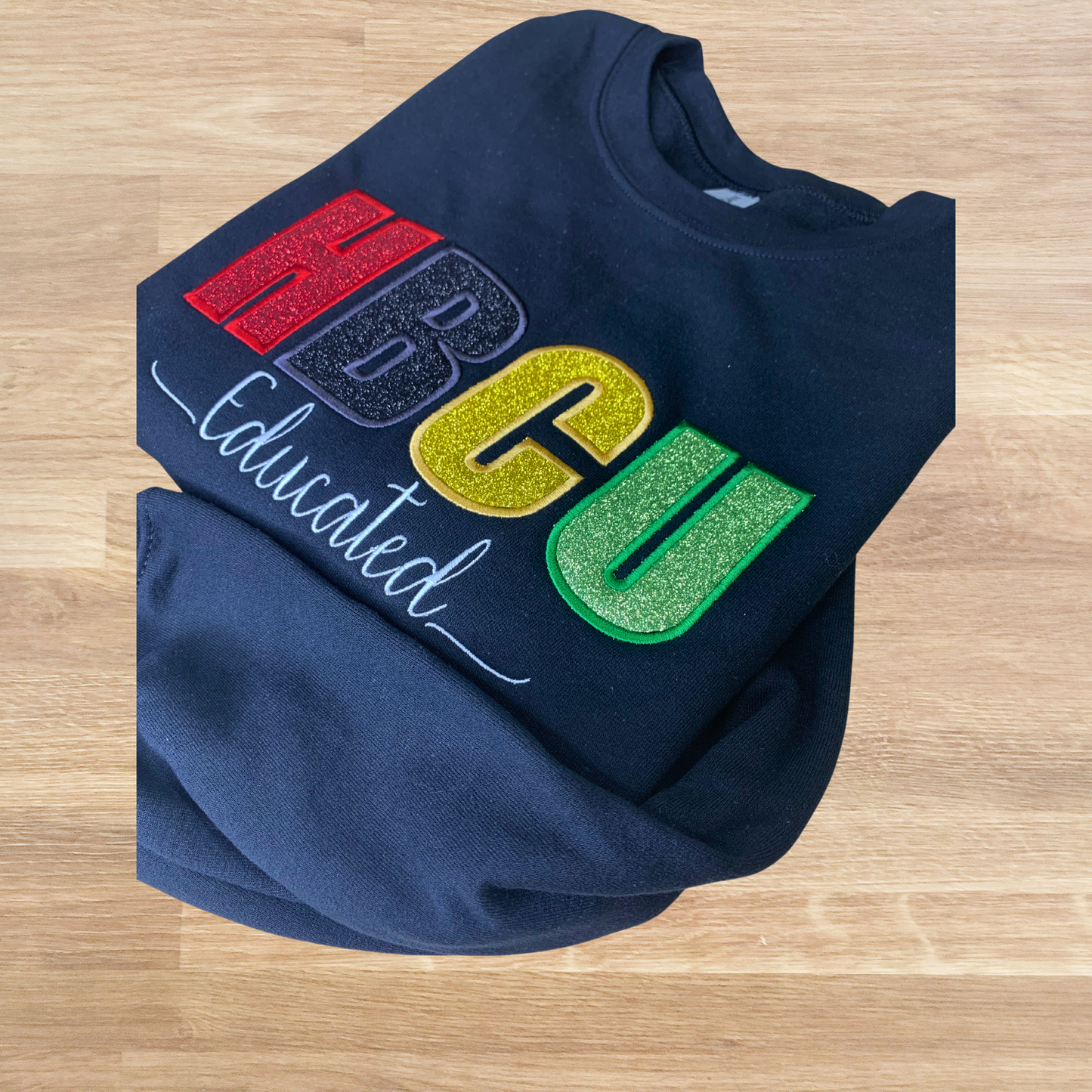 HBCU Embroidered Glitter Sweatshirt