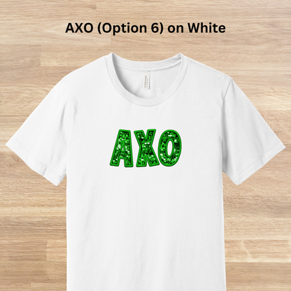 Alpha Chi Omega Faux Embroidered Sequins T-Shirt