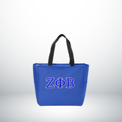 Zeta Phi Beta Personalized Embroidered Zipper Tote Bag