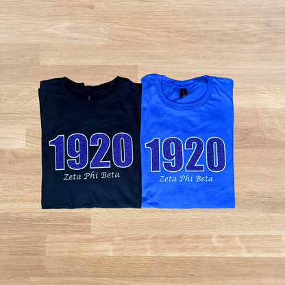 1920 Zeta Phi Beta Embroidered Glitter T-Shirt