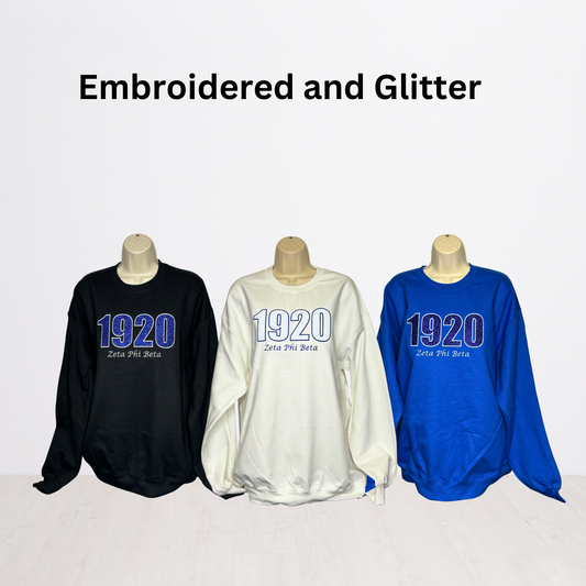 1920 Embroidered Glitter Sweatshirt