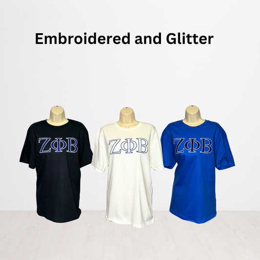 Zeta Phi Beta Embroidered Glitter T-shirt