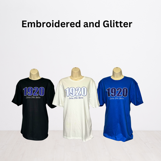1920 Embroidered Glitter T-Shirt