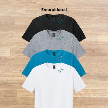 Zeta Tau Alpha Collared Embroidered  T-Shirt, Minimalist T-Shirt