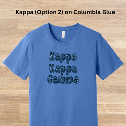 Kappa Kappa Gamma Faux Embroidered Sequins T-Shirt