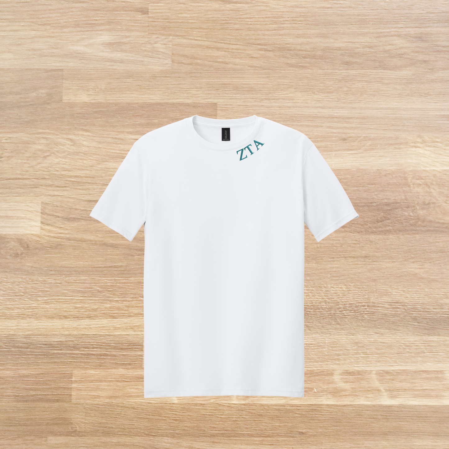 Zeta Tau Alpha Collared Embroidered  T-Shirt, Minimalist T-Shirt