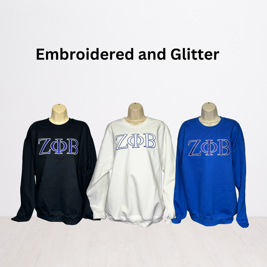 Zeta Phi Beta Embroidered Glitter Sweatshirt