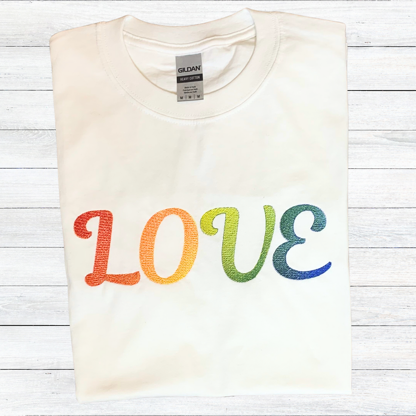 Rainbow Love Embroidered Shirt