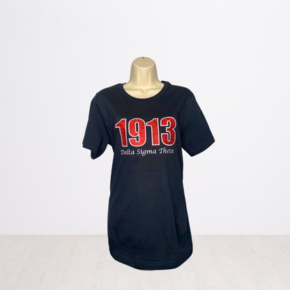 1913 Delta Sigma Theta Embroidered Glitter T-Shirt