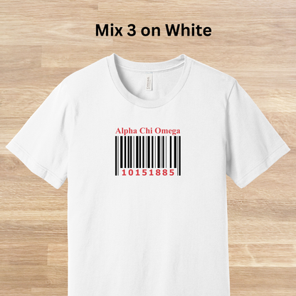 Alpha Chi Omega Barcode with Founders Date T-Shirt