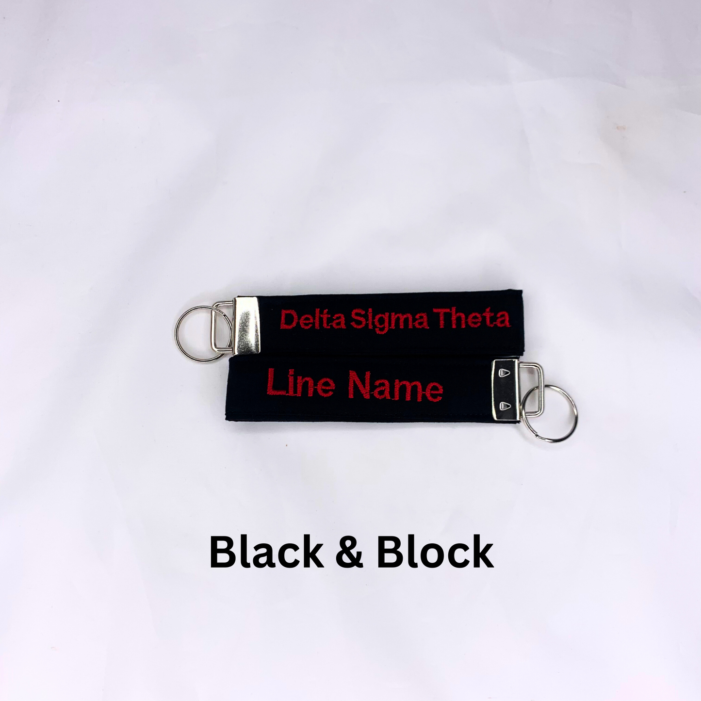 Delta Sigma Theta Red and White Personalized Embroidered Key fob