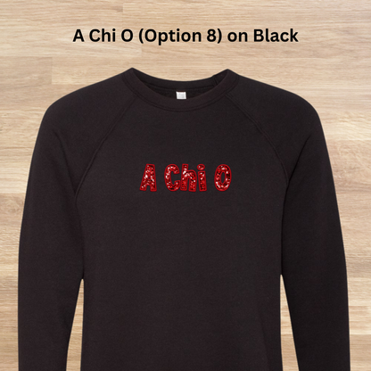 Alpha Chi Omega Faux Embroidered Sequins Sweatshirt