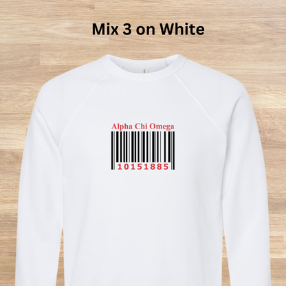 Alpha Chi Omega Barcode with Founders Date Sweatshirt